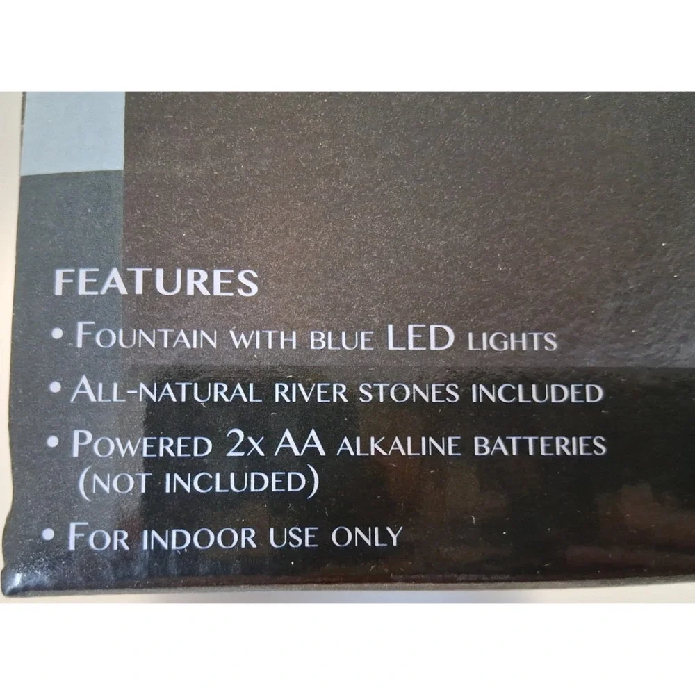 Relaxing Modern Zen Fountain with Blue LED Lights‎ w/ Natural River Rocks